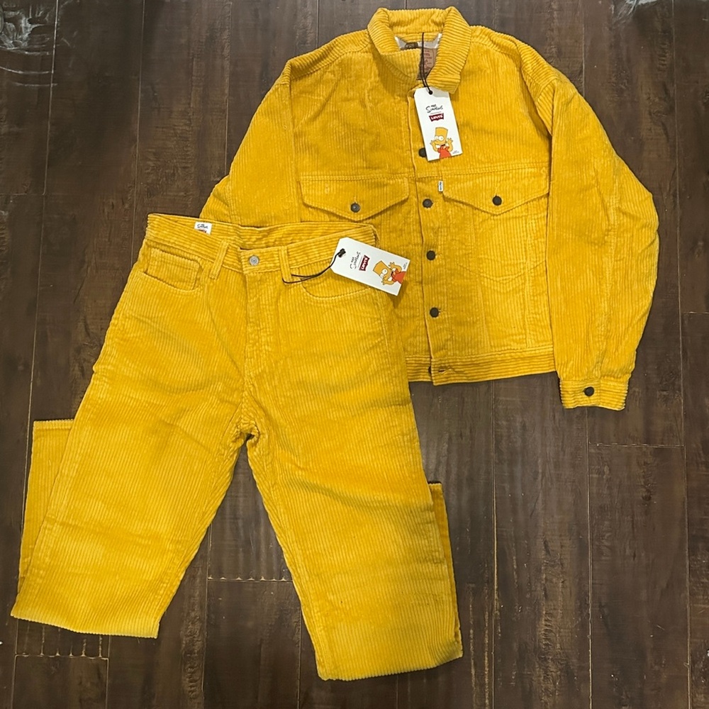 New Levi's x The Simpson’s collab (M) Yellow Corduroy Jacket & (32x32) Pants Set